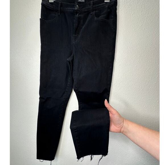 J Brand Vesper Black Alana High Waist Raw Hem Ankle Skinny Jeans 30 - Picture 5 of 16